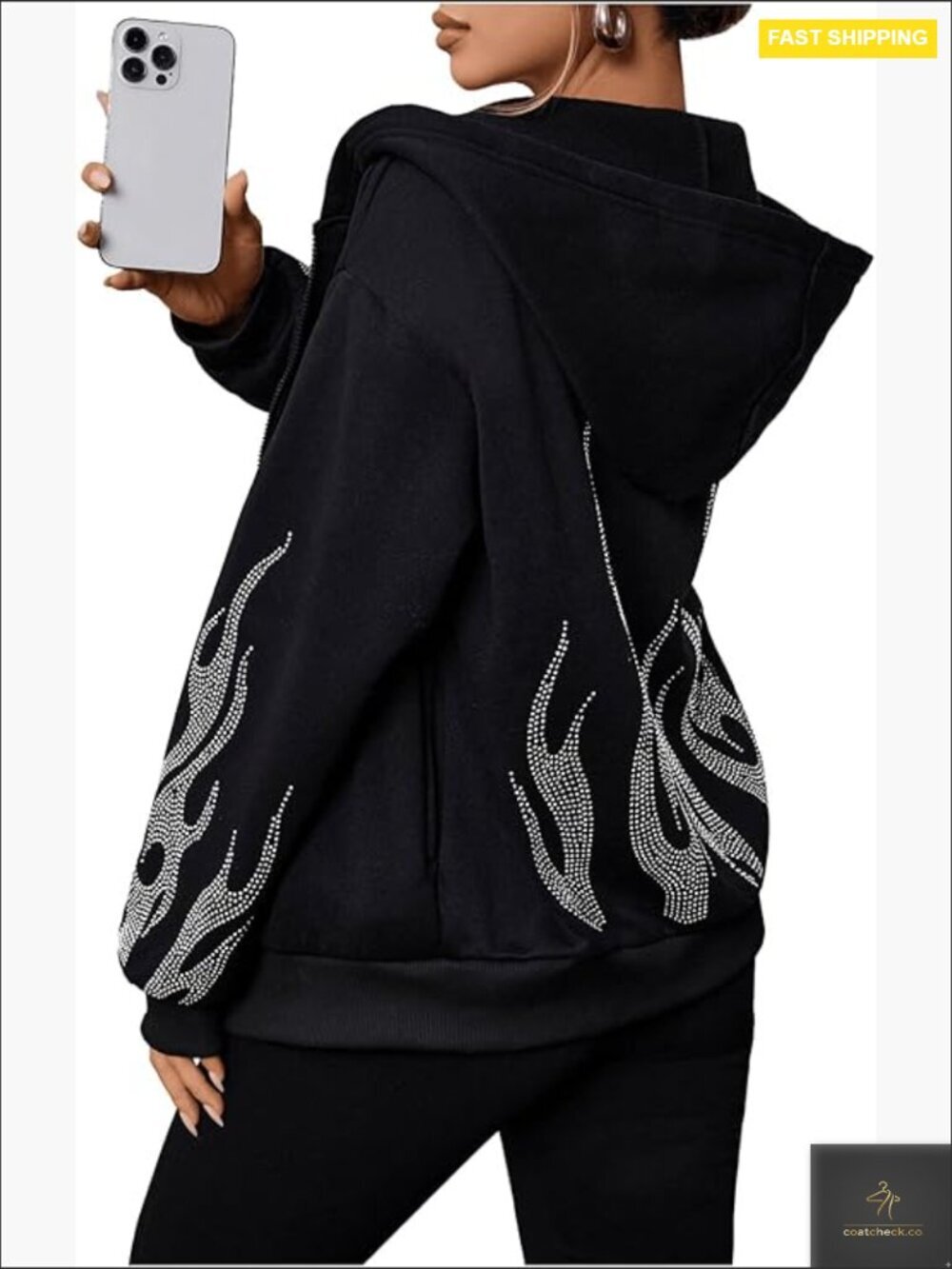 Oversized Graphic Hoodie Sweatshirt Y2K Zip Up Long Sleeve Jacket Casual
